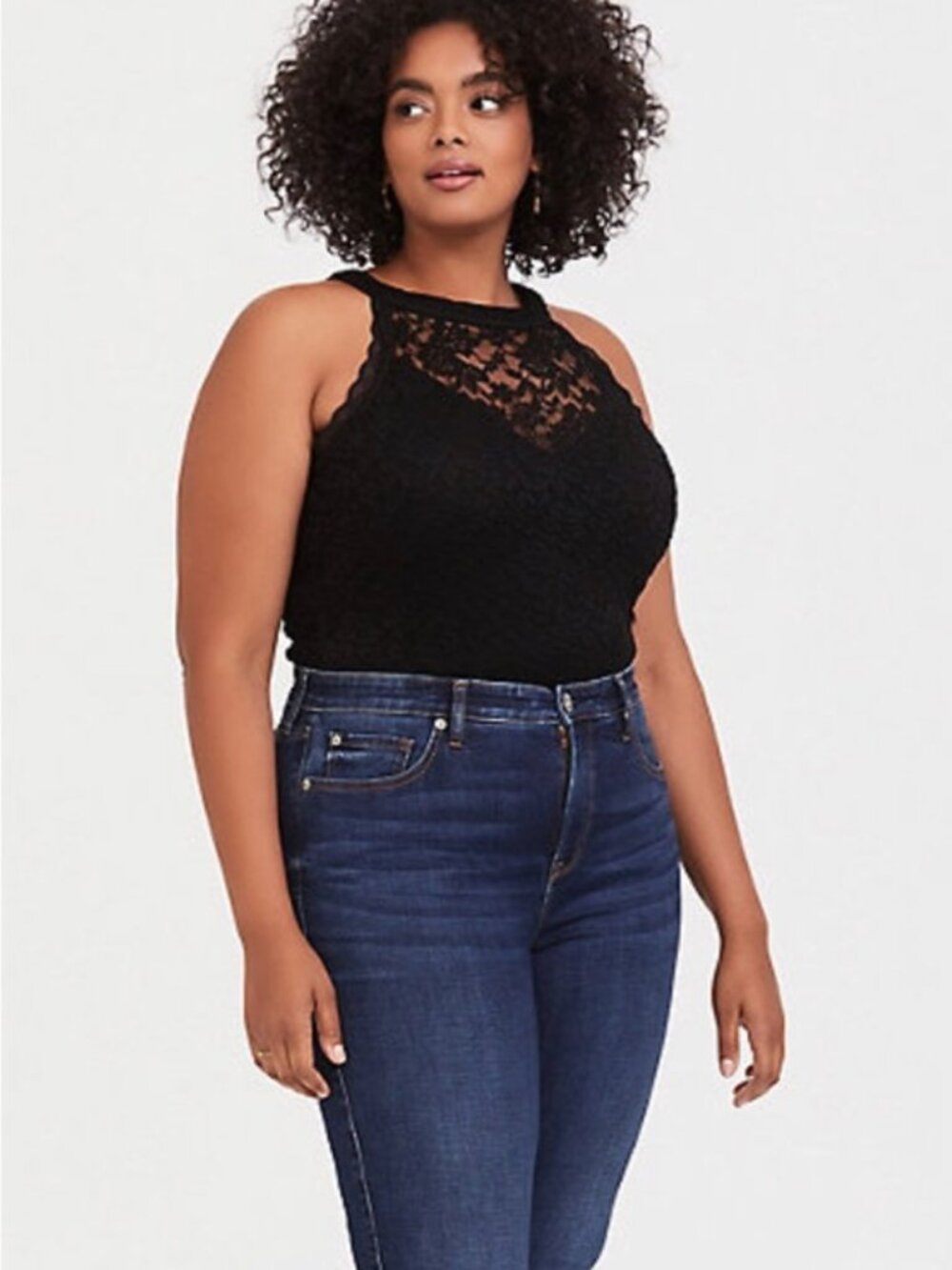 Torrid Hi Neck Lace Bodysuit BLK 3X